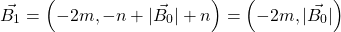 \[ \vec{B_1} = \left(-2m, -n + \lvert\vec{B_0}\rvert + n\right) = \left(-2m, \lvert\vec{B_0}\rvert\right) \]